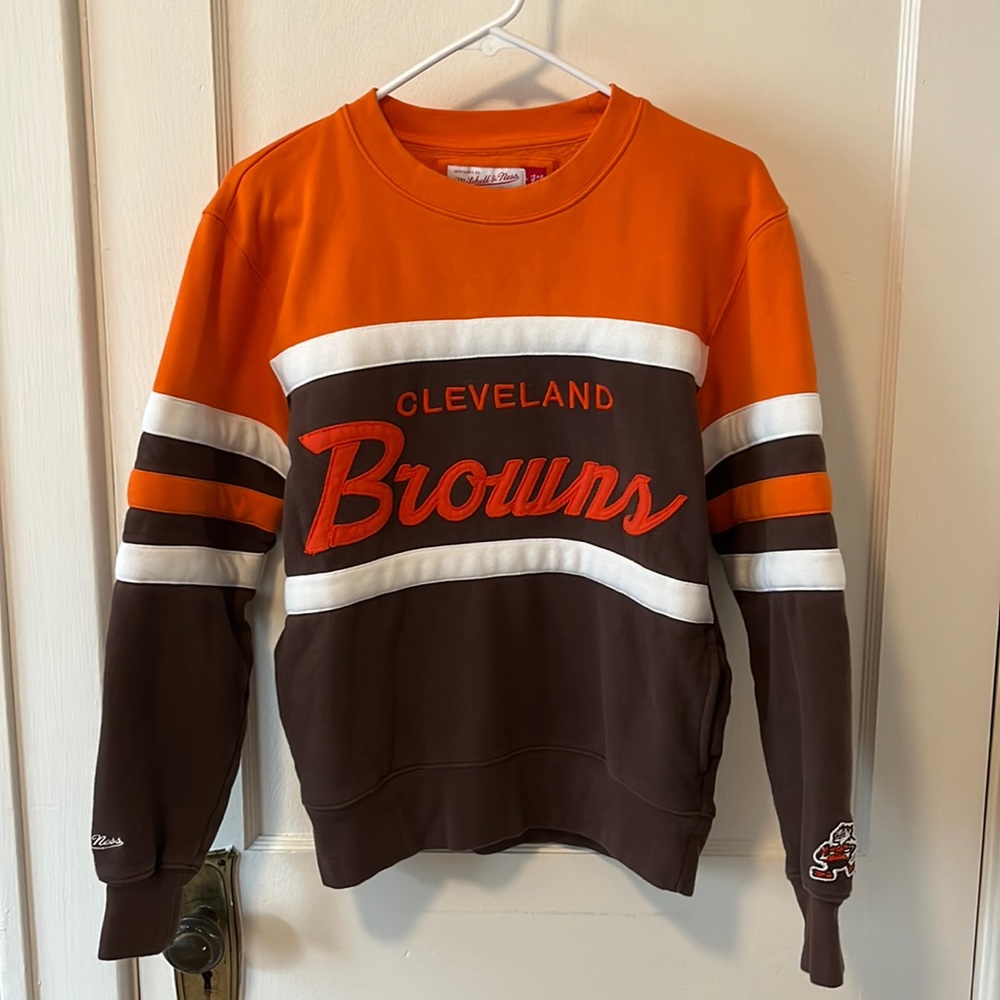 Mitchell and Ness Cleveland Browns Crewneck Sweatshirt Small Throwback